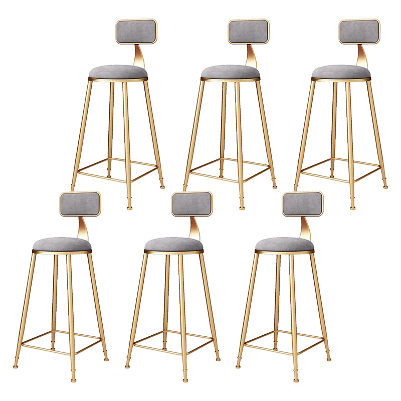 Glam Metal Barstool Velvet Footrest Stool in Matte Finish for Indoor