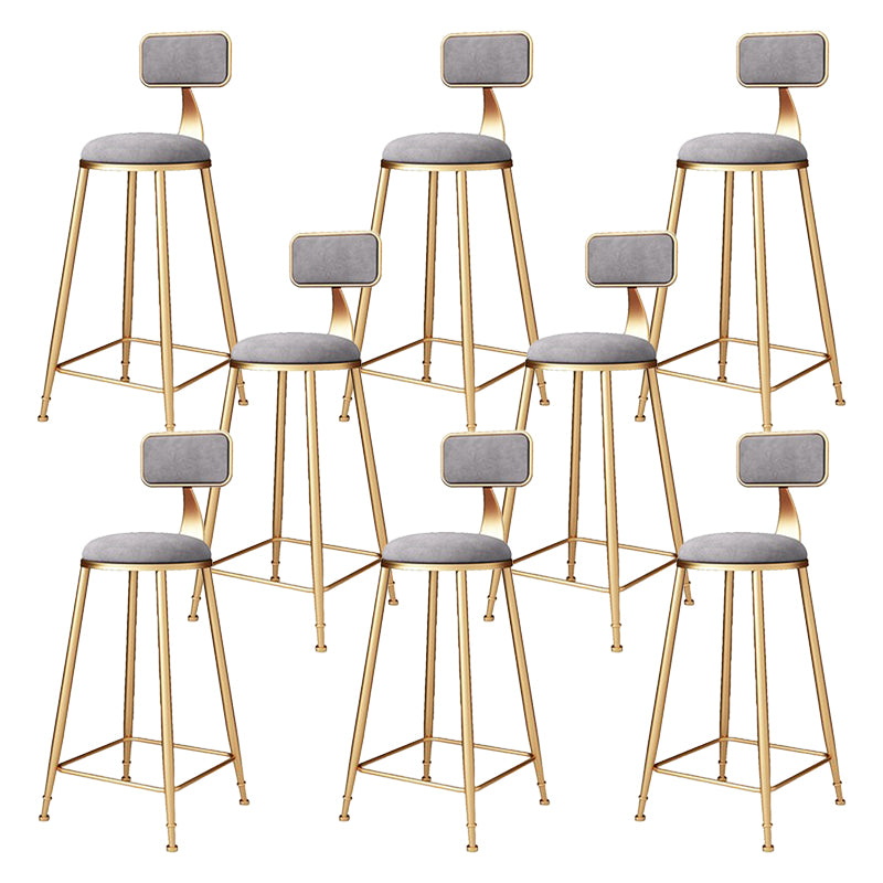 Glam Metal Barstool Velvet Footrest Stool in Matte Finish for Indoor