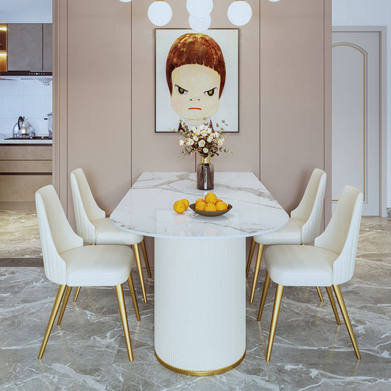 Nordic Glam Style Sintered Stone Rectangle Table Set 1/3/4/5 Pieces Dining Set