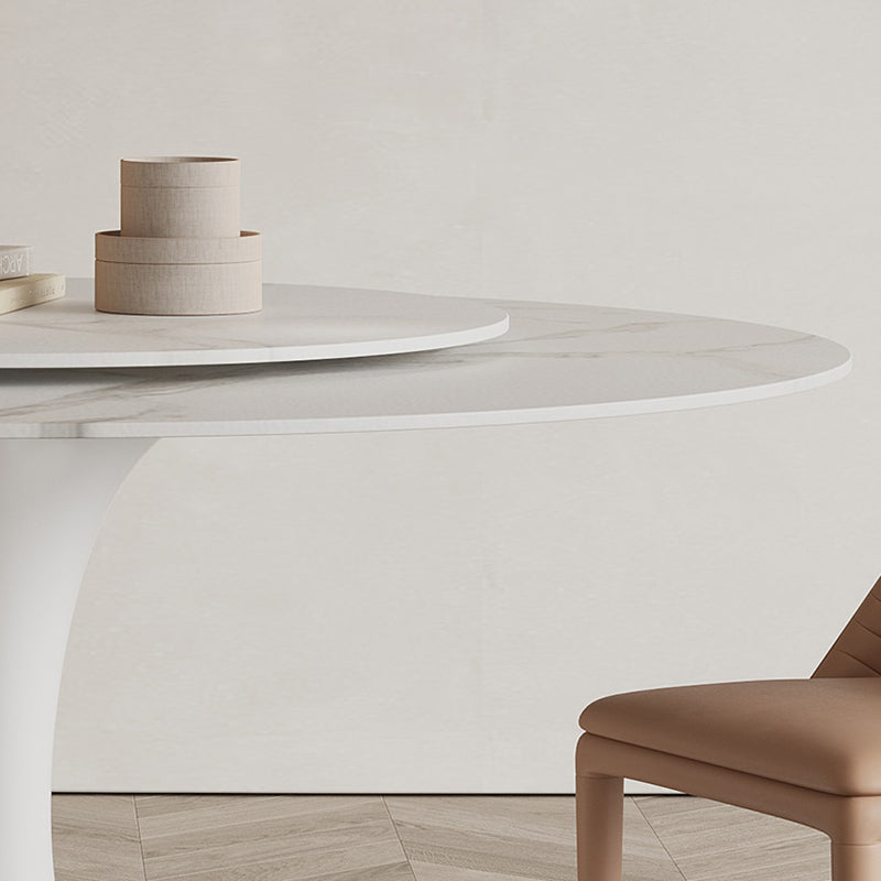 Modern Pure White Stone Dining Set Stone 1/4/5/7 Pieces Dining Furniture for Home