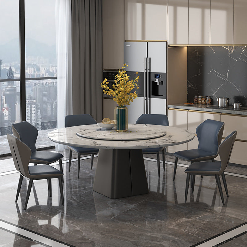 Marble Dining Table Set 1/4/5/7/11 Pcs Rectangle Table with Wingback Chairs