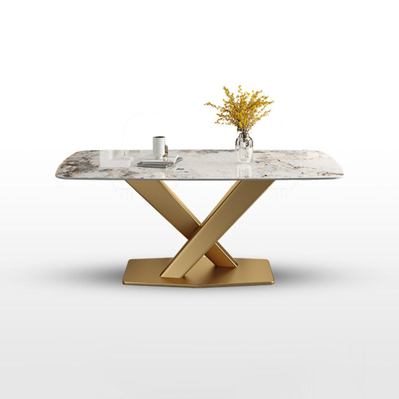 Nordic Glam Style Sintered Stone Rectangle Table Set 1/2/5/7 Pieces Dining Set