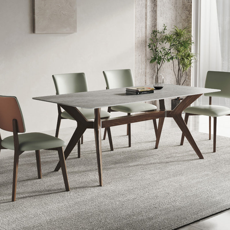 Modern Dining Set 1/4/5/7 Pcs Sintered Stone Dining Table and Chairs with Solid Wood Frame