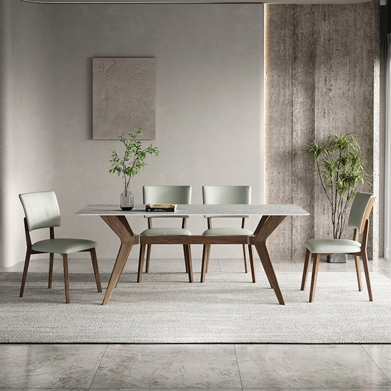 Modern Dining Set 1/4/5/7 Pcs Sintered Stone Dining Table and Chairs with Solid Wood Frame