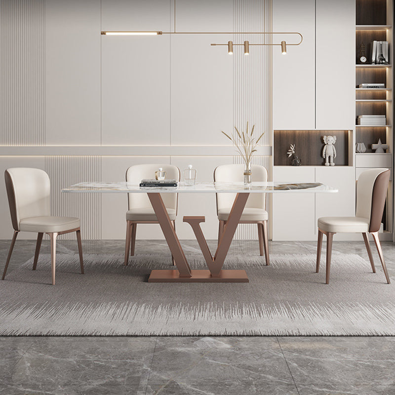 Nordic Glam Rectangle Sintered Stone Table Set 1/2/5/6 Pieces Dining Set