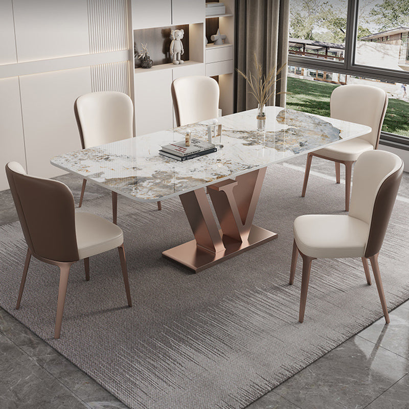 Nordic Glam Rectangle Sintered Stone Table Set 1/2/5/6 Pieces Dining Set