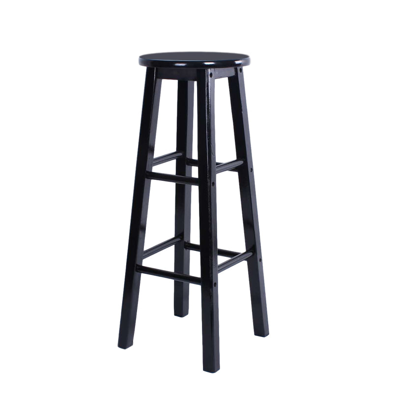 Modern Armless Backless Stool Wood Household Bar Stool with Wooden Seat and Pedal