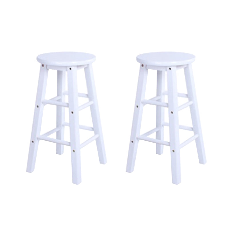 Modern Armless Backless Stool Wood Household Bar Stool with Wooden Seat and Pedal
