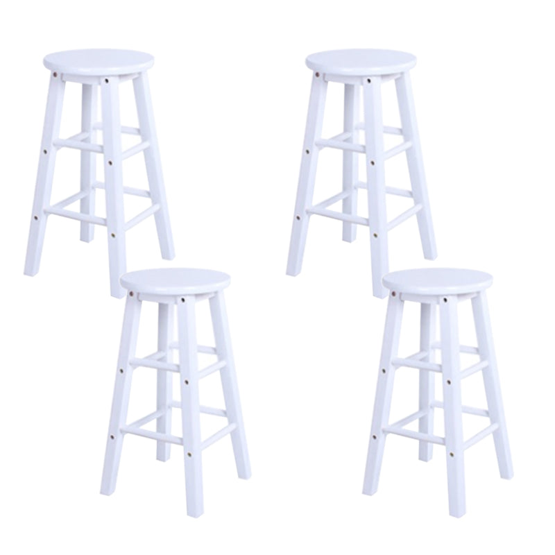 Modern Armless Backless Stool Wood Household Bar Stool with Wooden Seat and Pedal