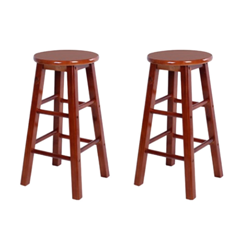 Modern Armless Backless Stool Wood Household Bar Stool with Wooden Seat and Pedal