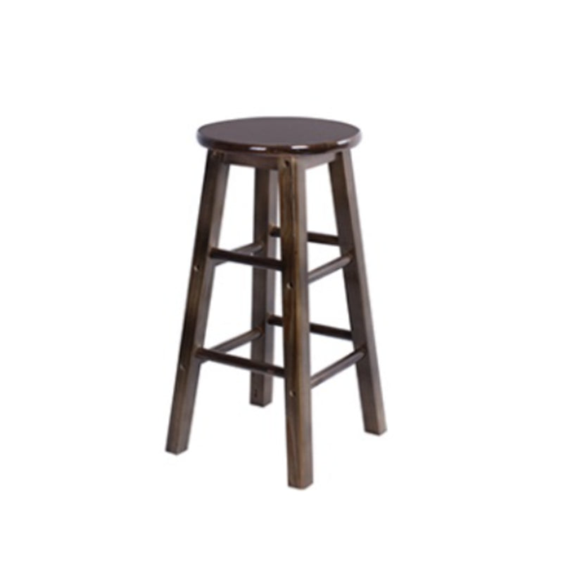 Modern Armless Backless Stool Wood Household Bar Stool with Wooden Seat and Pedal