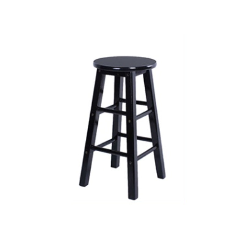 Modern Armless Backless Stool Wood Household Bar Stool with Wooden Seat and Pedal