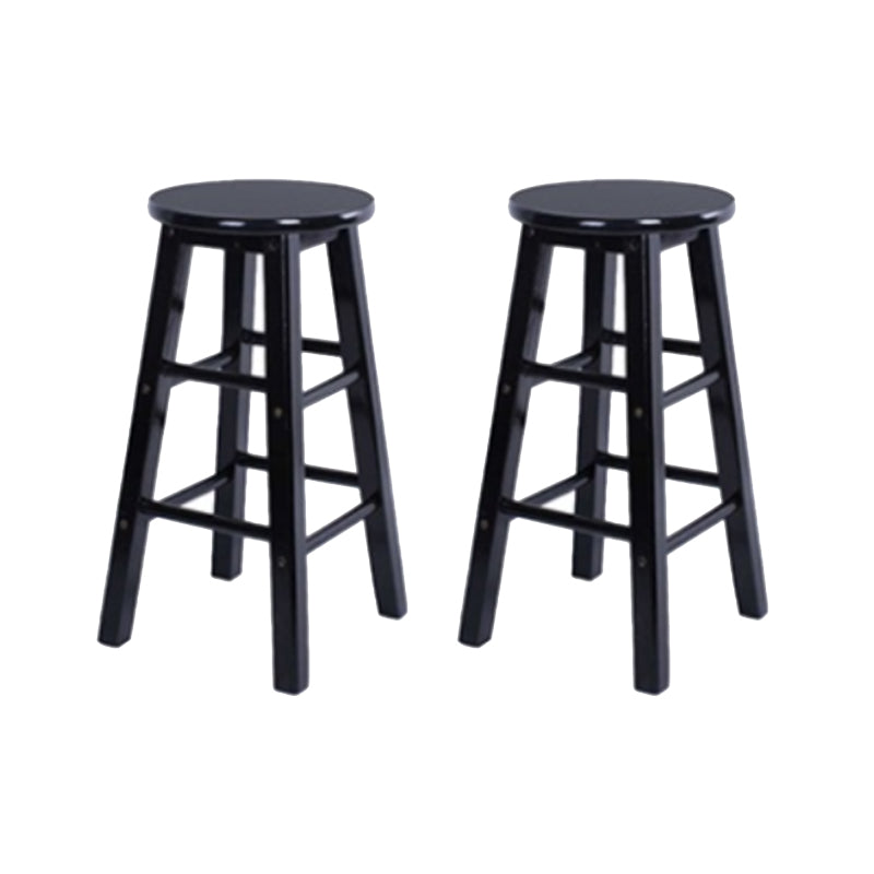 Modern Armless Backless Stool Wood Household Bar Stool with Wooden Seat and Pedal
