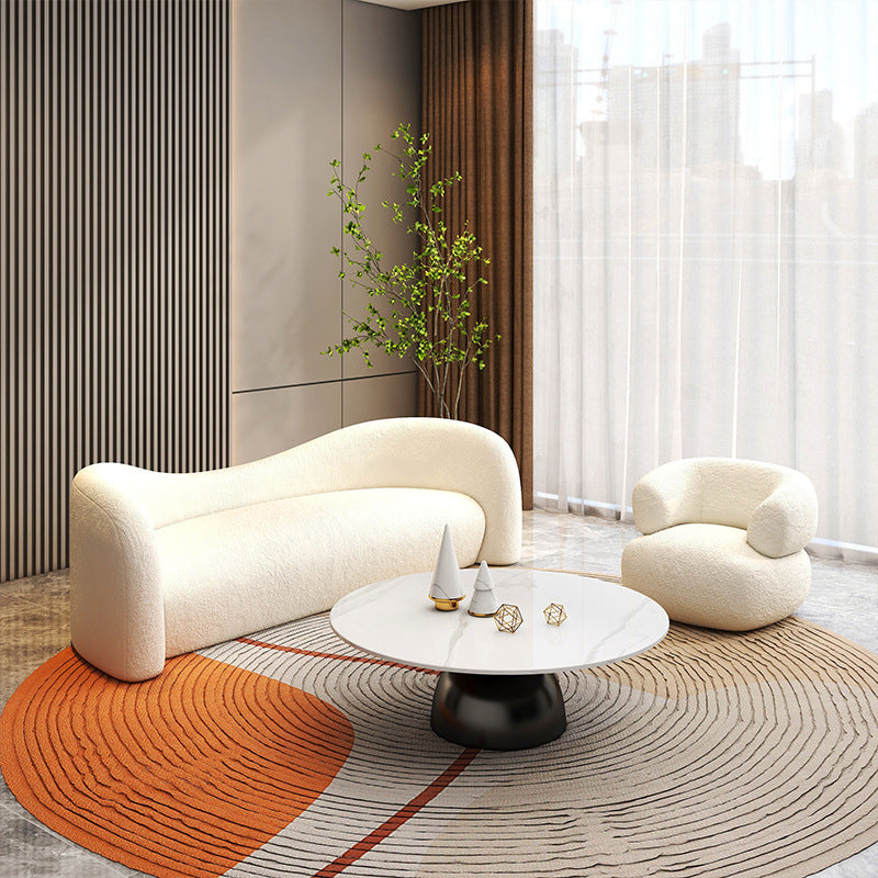 Contemporary Curved Sofa Sloped Arm Sofa with Tight Back for Living Room