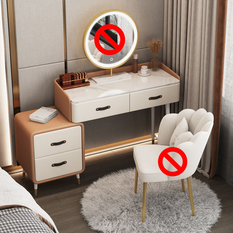 Glam Make-up Vanity Slate Top Vanity Dressing Table Set with Drawers