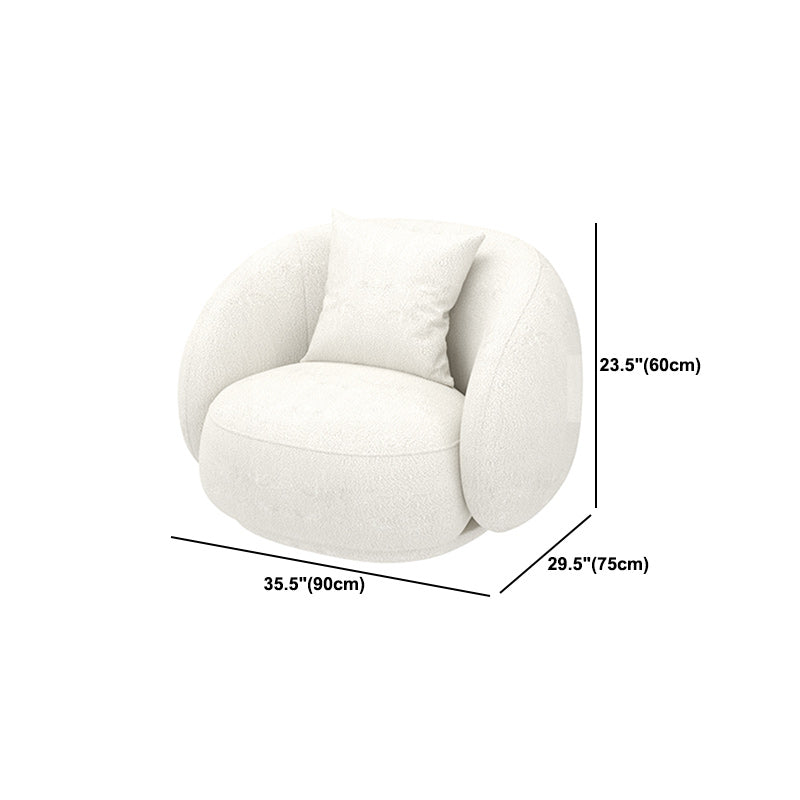 White Wool Curved Sofa Modern Sloped Arm Sofa for Living Room