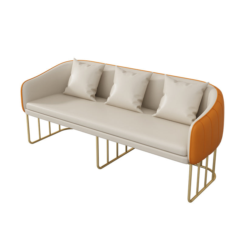 Faux Leather Tuxedo Arm Sofa Stain Resistant Sofa for Living Room