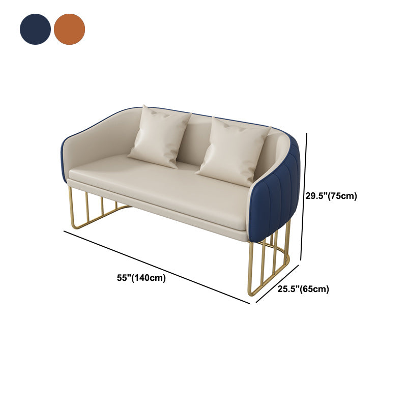 Faux Leather Tuxedo Arm Sofa Stain Resistant Sofa for Living Room