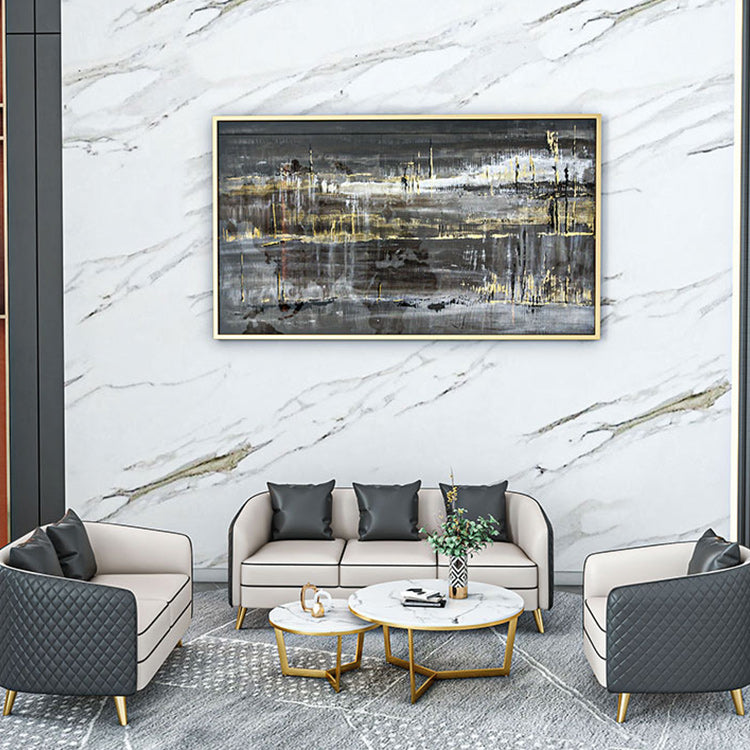 25.59" Wide Faux Leather Sofa Contemporary Standard Sloped Arm Sofa