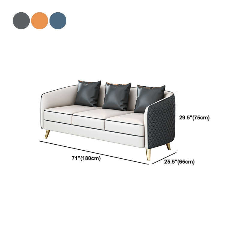 25.59" Wide Faux Leather Sofa Contemporary Standard Sloped Arm Sofa