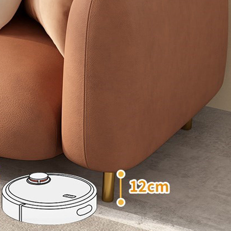 Modern Style Faux Leather Sofa Square Arm Tuxedo Living Room Sofa with Brass Legs