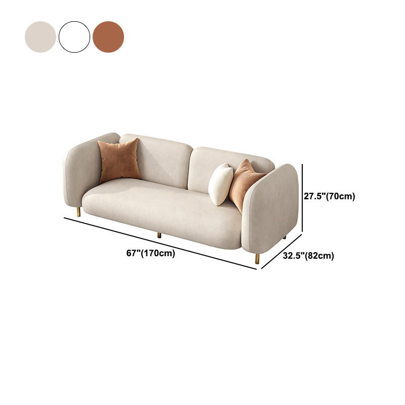 Modern Style Faux Leather Sofa Square Arm Tuxedo Living Room Sofa with Brass Legs