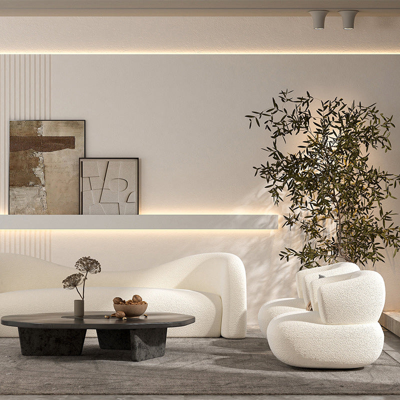 Contemporary Wool Curved Sofa Modern Sloped Arm Sofa for Living Room