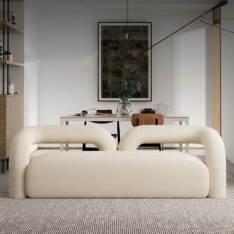 27.56" High Wool Sofa Modern Simple Tuxedo Arm Sofa in White
