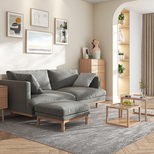 Modern Style Polyester Sofa Recessed Arm Tight Back Settee for Living Room