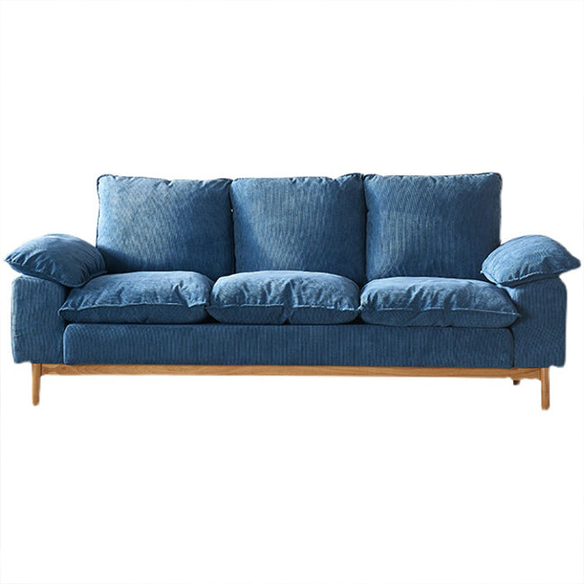 Nordic 3 Seater Sofa 100 Polyester Pillow Top Arm Settee with Cushions and Wooden Base