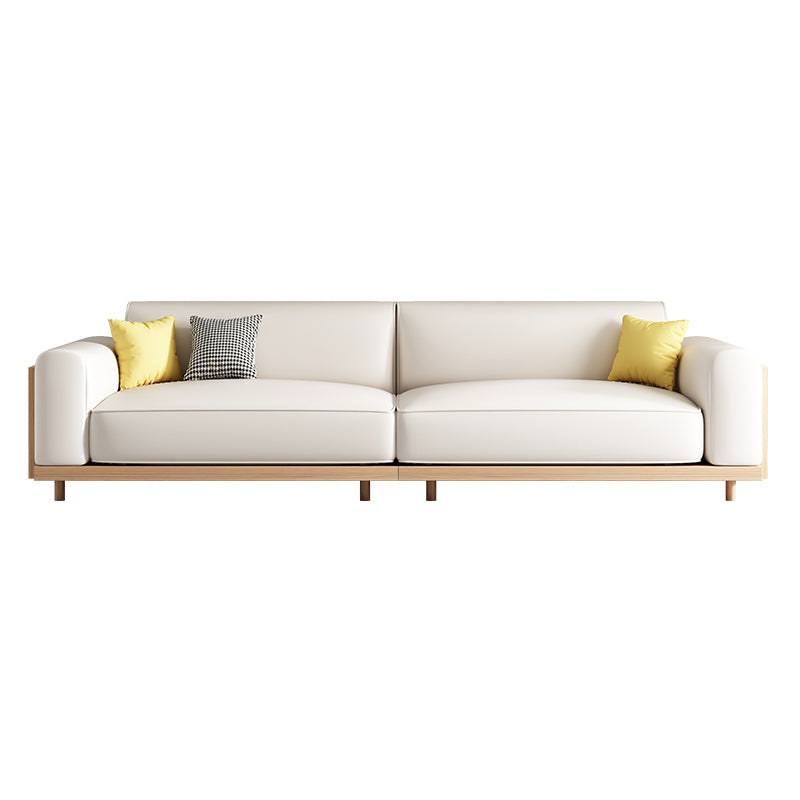 Contemporary White Cushions Standard Square Arm Slipcovered Sofa