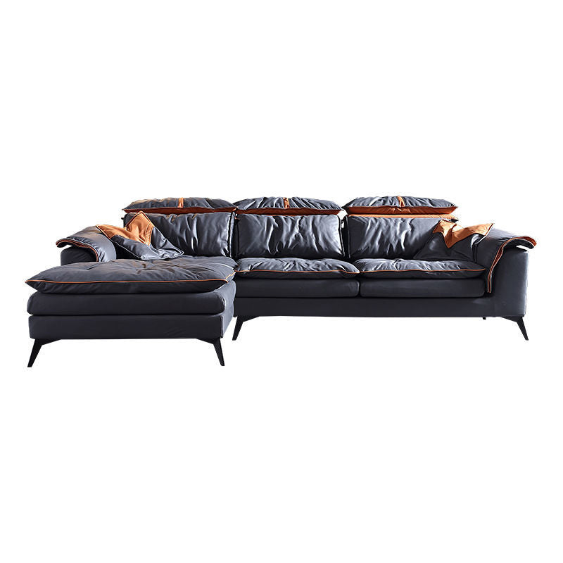Grey Modern Tufted Sofa & Chaise Stain Resistant Sectional  41.33" H