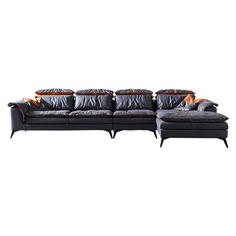 Grey Modern Tufted Sofa & Chaise Stain Resistant Sectional  41.33" H