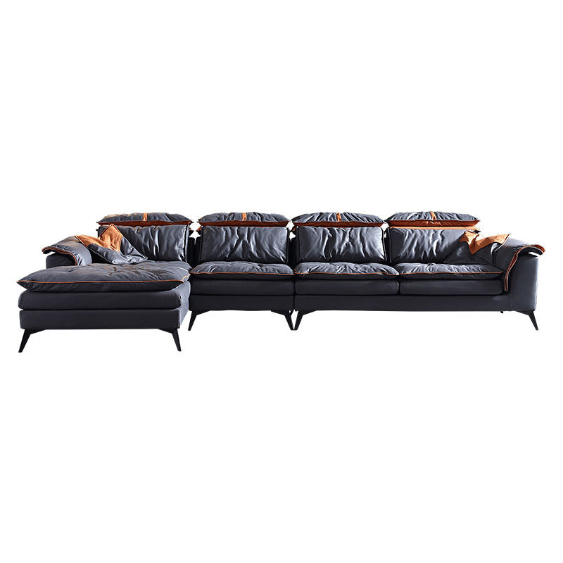 Grey Modern Tufted Sofa & Chaise Stain Resistant Sectional  41.33" H