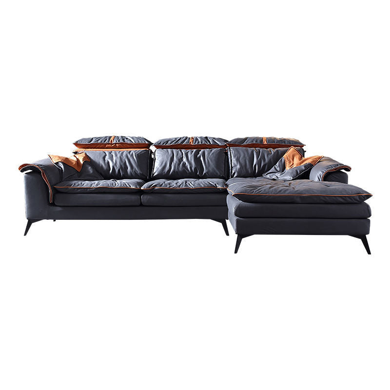 Grey Modern Tufted Sofa & Chaise Stain Resistant Sectional  41.33" H