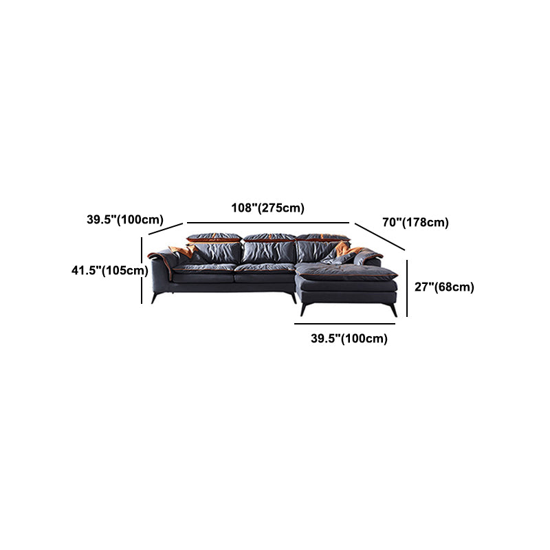 Grey Modern Tufted Sofa & Chaise Stain Resistant Sectional  41.33" H