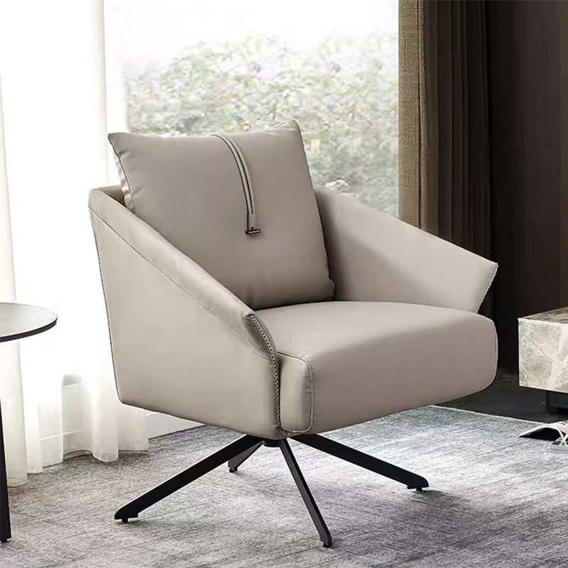 Contemporary Bonded Leather Pillow Back 4-Star Accent Armchair