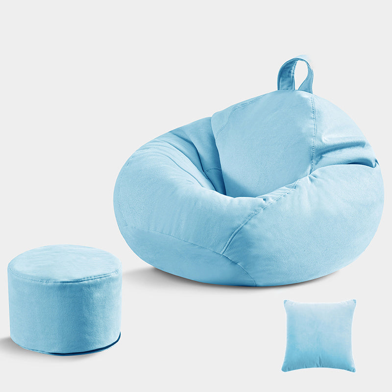 Solid Color Chair with Ottoman and Pillow Armless Chair for Living Room