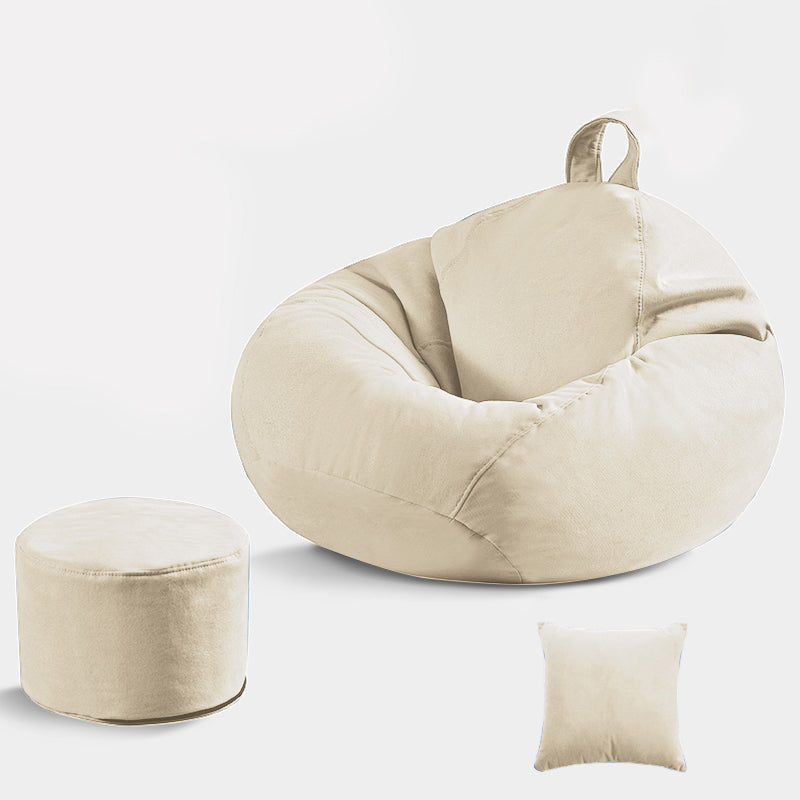 Solid Color Chair with Ottoman and Pillow Armless Chair for Living Room