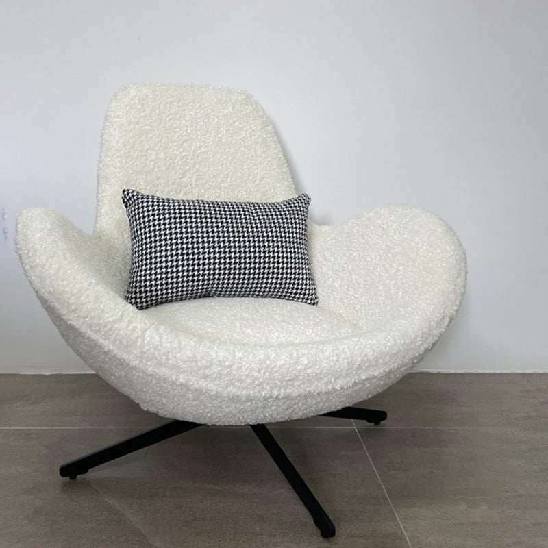 37.5"L x 37"W x 34"H Casual Eggshell Chair Faux Leather and Velvet Accent Chair