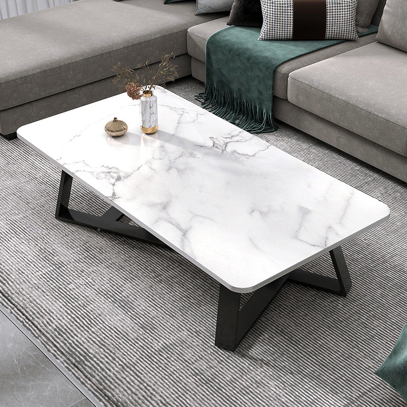 17.72" Tall Glam Style Coffee Cocktail Table Slate Rectangular Coffee Table