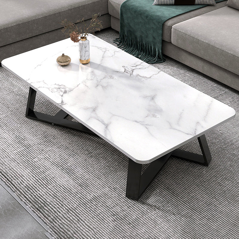 17.72" Tall Glam Style Coffee Cocktail Table Slate Rectangular Coffee Table