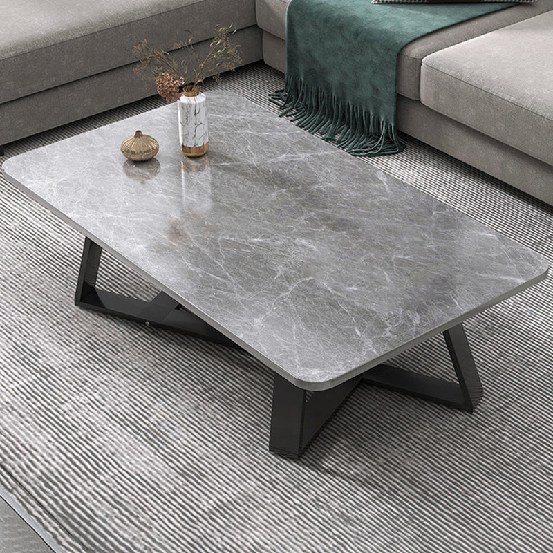 17.72" Tall Glam Style Coffee Cocktail Table Slate Rectangular Coffee Table