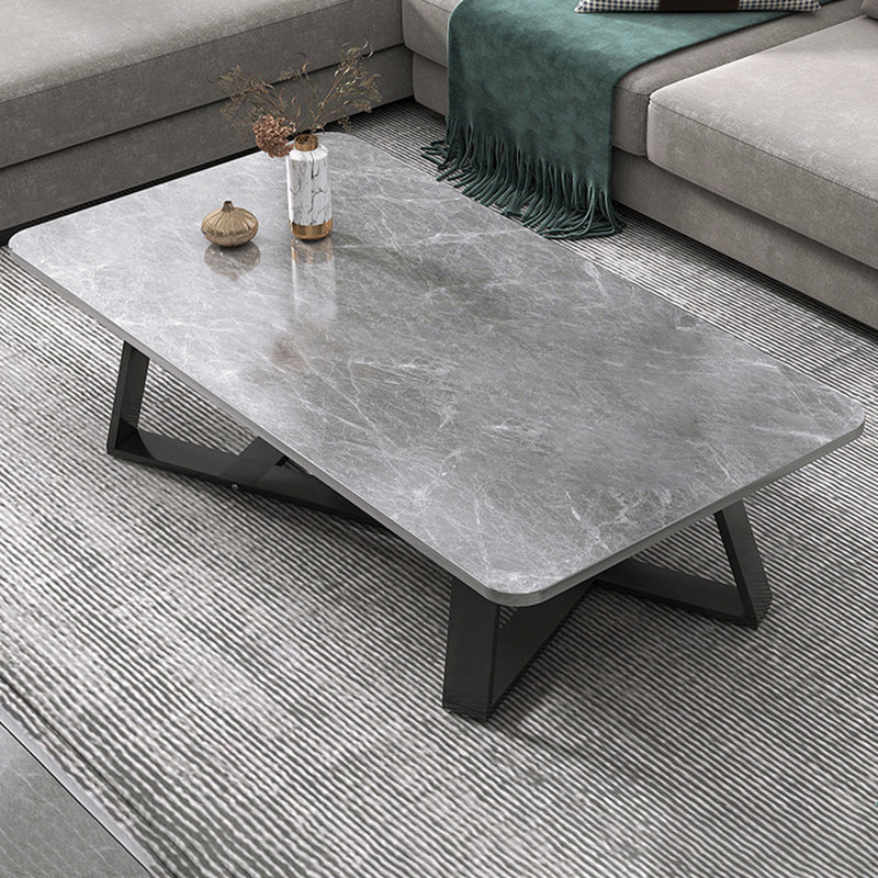 17.72" Tall Glam Style Coffee Cocktail Table Slate Rectangular Coffee Table