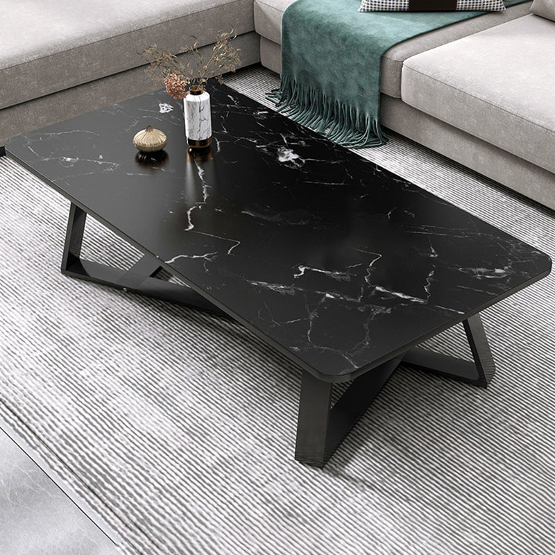 17.72" Tall Glam Style Coffee Cocktail Table Slate Rectangular Coffee Table