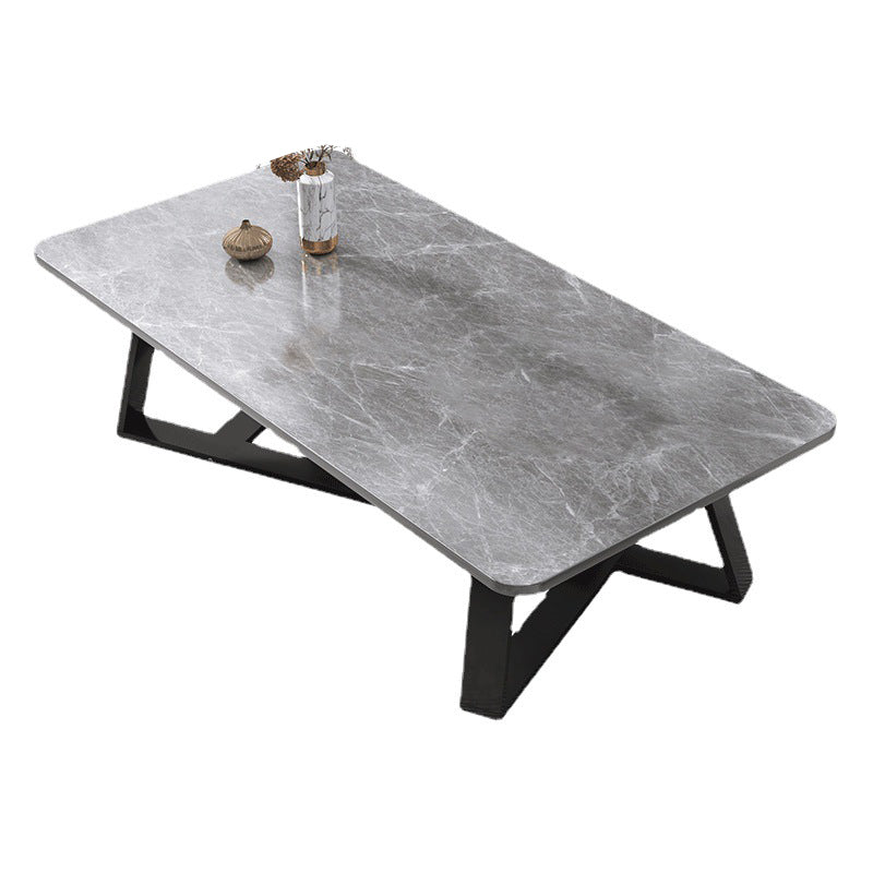 17.72" Tall Glam Style Coffee Cocktail Table Slate Rectangular Coffee Table