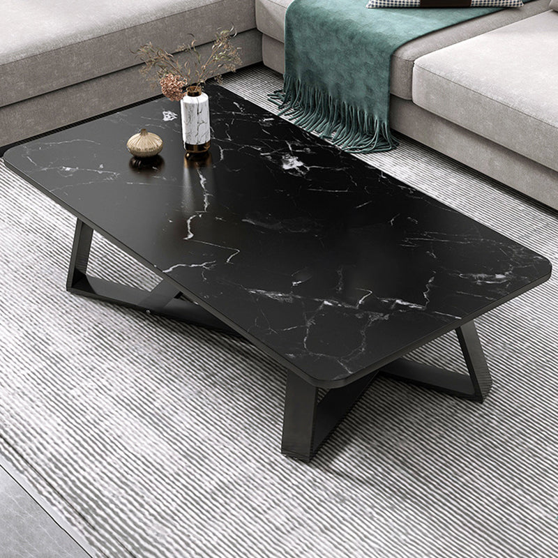 17.72" Tall Glam Style Coffee Cocktail Table Slate Rectangular Coffee Table