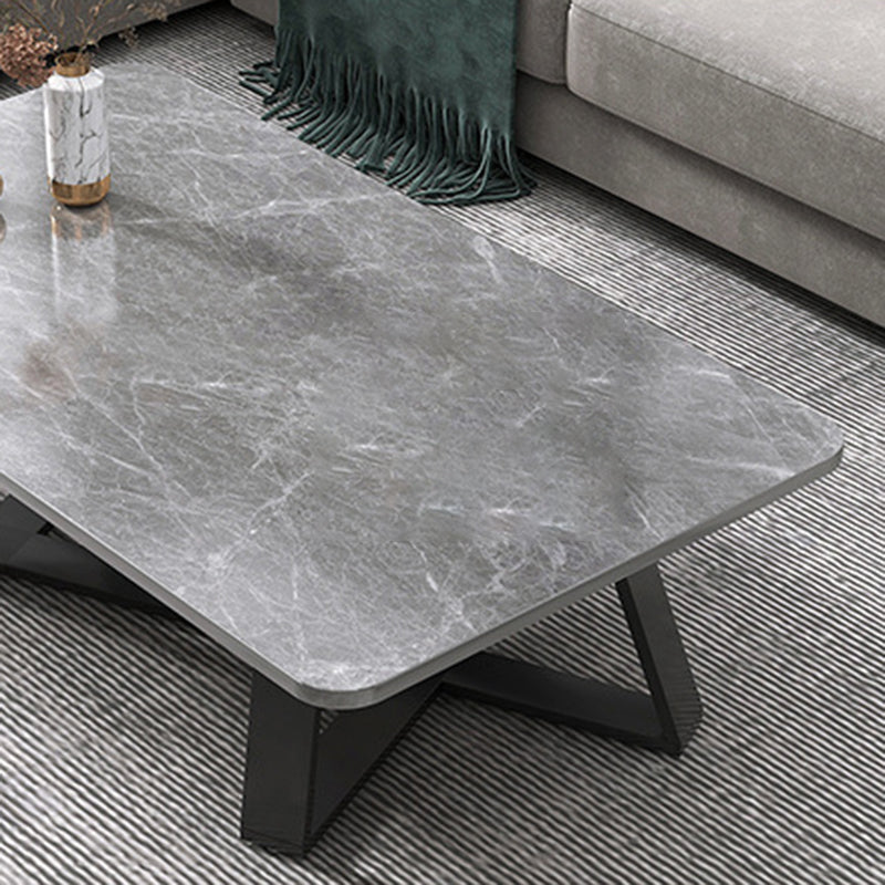17.72" Tall Glam Style Coffee Cocktail Table Slate Rectangular Coffee Table