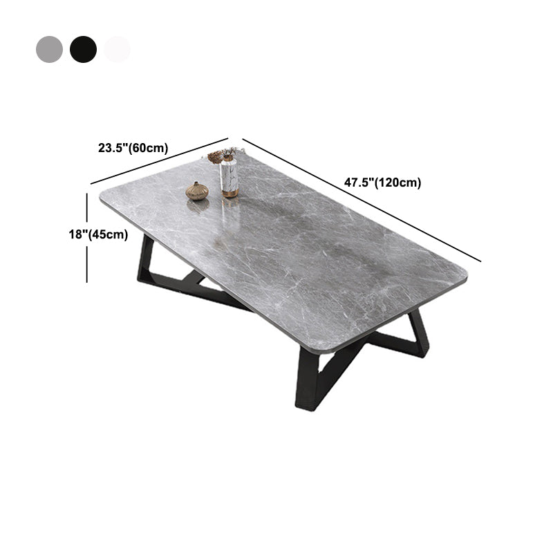 17.72" Tall Glam Style Coffee Cocktail Table Slate Rectangular Coffee Table