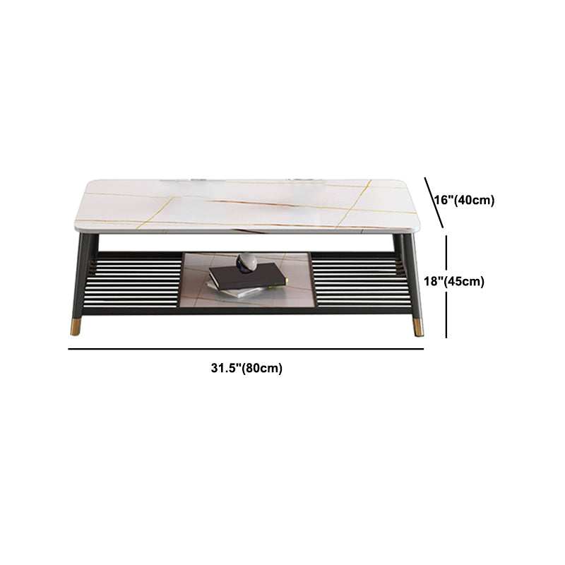 Glam Frame Coffee Table Slate Rectangular Coffee Table for Living Room